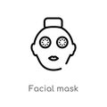 outline facial mask vector icon. isolated black simple line element illustration from halloween concept. editable vector stroke Royalty Free Stock Photo