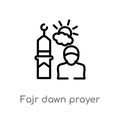 outline fajr dawn prayer vector icon. isolated black simple line element illustration from religion-2 concept. editable vector Royalty Free Stock Photo