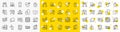 Outline Fake information, Computer fan and Touchscreen gesture line icons. For web app. Vector