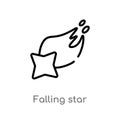 outline falling star vector icon. isolated black simple line element illustration from astronomy concept. editable vector stroke Royalty Free Stock Photo