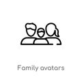 outline family avatars vector icon. isolated black simple line element illustration from user concept. editable vector stroke