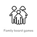 outline family board games vector icon. isolated black simple line element illustration from people concept. editable vector Royalty Free Stock Photo