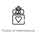 outline family of heterosexual couple vector icon. isolated black simple line element illustration from people concept. editable