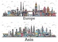 Outline Famous Landmarks in Asia and Europe