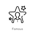 outline famous vector icon. isolated black simple line element illustration from blogger and influencer concept. editable vector