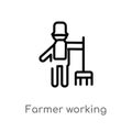 outline farmer working vector icon. isolated black simple line element illustration from people concept. editable vector stroke