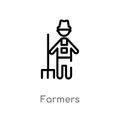 outline farmers vector icon. isolated black simple line element illustration from people concept. editable vector stroke farmers