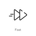 outline fast vector icon. isolated black simple line element illustration from multimedia concept. editable vector stroke fast