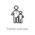 outline father and son vector icon. isolated black simple line element illustration from people concept. editable vector stroke