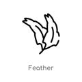 Outline feather vector icon. isolated black simple line element illustration from brazilia concept. editable vector stroke feather Royalty Free Stock Photo