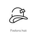 outline fedora hat vector icon. isolated black simple line element illustration from luxury concept. editable vector stroke fedora Royalty Free Stock Photo
