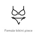 outline female bikini piece vector icon. isolated black simple line element illustration from culture concept. editable vector