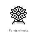 outline ferris wheels vector icon. isolated black simple line element illustration from business concept. editable vector stroke