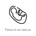 outline fetus in an uterus vector icon. isolated black simple line element illustration from human body parts concept. editable Royalty Free Stock Photo