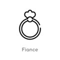 outline fiance vector icon. isolated black simple line element illustration from fashion concept. editable vector stroke fiance