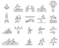 Outline figure athletes. Icons popular sports