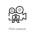 outline film camera vector icon. isolated black simple line element illustration from electronic stuff fill concept. editable Royalty Free Stock Photo