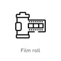 outline film roll vector icon. isolated black simple line element illustration from electronic stuff fill concept. editable vector Royalty Free Stock Photo