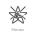 outline film star vector icon. isolated black simple line element illustration from cinema concept. editable vector stroke film