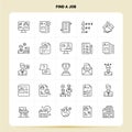 OutLine 25 Find A Job Icon set. Vector Line Style Design Black Icons Set. Linear pictogram pack. Web and Mobile Business ideas Royalty Free Stock Photo
