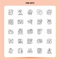 OutLine 25 Fine Arts Icon set. Vector Line Style Design Black Icons Set. Linear pictogram pack. Web and Mobile Business ideas Royalty Free Stock Photo