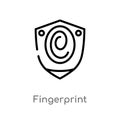 outline fingerprint vector icon. isolated black simple line element illustration from gdpr concept. editable vector stroke