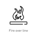 outline fire over line vector icon. isolated black simple line element illustration from shapes concept. editable vector stroke