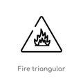 outline fire triangular vector icon. isolated black simple line element illustration from signs concept. editable vector stroke