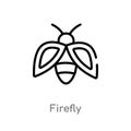 outline firefly vector icon. isolated black simple line element illustration from summer concept. editable vector stroke firefly Royalty Free Stock Photo