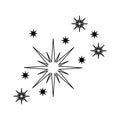 Outline fireworks sparklers. Star twinkles icon isolated on white background. Bright flash symbol. Star light particles Royalty Free Stock Photo