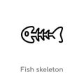 outline fish skeleton vector icon. isolated black simple line element illustration from drinks concept. editable vector stroke
