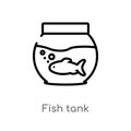 outline fish tank vector icon. isolated black simple line element illustration from free time concept. editable vector stroke fish Royalty Free Stock Photo