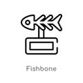 outline fishbone vector icon. isolated black simple line element illustration from museum concept. editable vector stroke fishbone