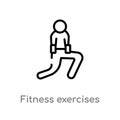 outline fitness exercises vector icon. isolated black simple line element illustration from humans concept. editable vector stroke Royalty Free Stock Photo