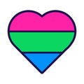 Outline Flag Heart Polysexual Pride Icon