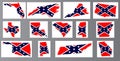 Confederate Flags And Maps Isolated Collection Royalty Free Stock Photo