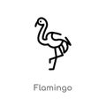 outline flamingo vector icon. isolated black simple line element illustration from animals concept. editable vector stroke