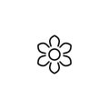 Outline flat icon of daisy flower. Line sign isolated on white. Vector Royalty Free Stock Photo