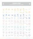 Outline flat icons - arrows colorful