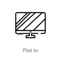 outline flat tv vector icon. isolated black simple line element illustration from cinema concept. editable vector stroke flat tv Royalty Free Stock Photo