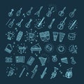 Outline flat vector icons. music classic instruments. Royalty Free Stock Photo