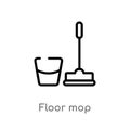 outline floor mop vector icon. isolated black simple line element illustration from cleaning concept. editable vector stroke floor Royalty Free Stock Photo