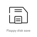 outline floppy disk save button vector icon. isolated black simple line element illustration from user interface concept. editable