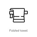 outline folded towel vector icon. isolated black simple line element illustration from beauty concept. editable vector stroke