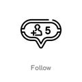 outline follow vector icon. isolated black simple line element illustration from blogger and influencer concept. editable vector