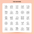 OutLine 25 Food And Drink Icon set. Vector Line Style Design Black Icons Set. Linear pictogram pack. Web and Mobile Business ideas Royalty Free Stock Photo