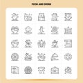 OutLine 25 Food And Drink Icon set. Vector Line Style Design Black Icons Set. Linear pictogram pack. Web and Mobile Business ideas Royalty Free Stock Photo