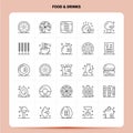 OutLine 25 Food & Drinks Icon set. Vector Line Style Design Black Icons Set. Linear pictogram pack. Web and Mobile Business ideas Royalty Free Stock Photo