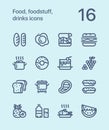 Outline Food, foodstuff, drinks icons for web and mobile design pack 1
