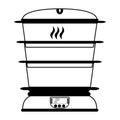 Outline food steamer, useful kitchen appliance for cooking with steam